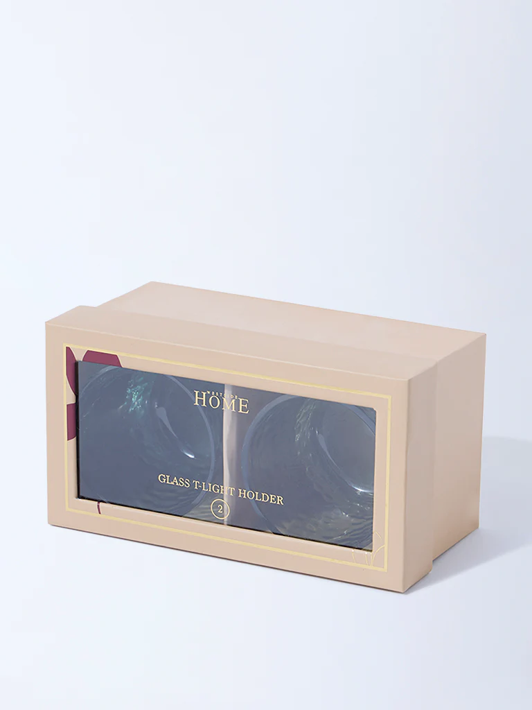 Westside Home Teal Glass Votive Tealight Candle Holder (Set of 2) - Festive Season Gift
