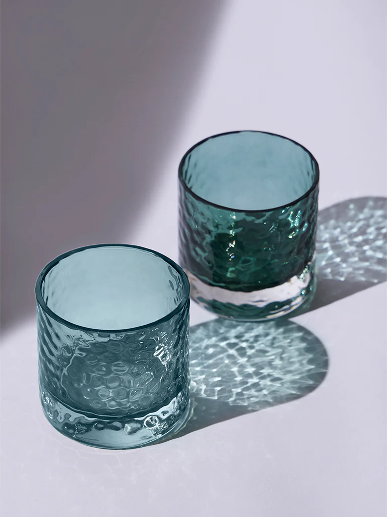 Westside Home Teal Glass Votive Tealight Candle Holder (Set of 2) - Festive Season Gift - Image 2