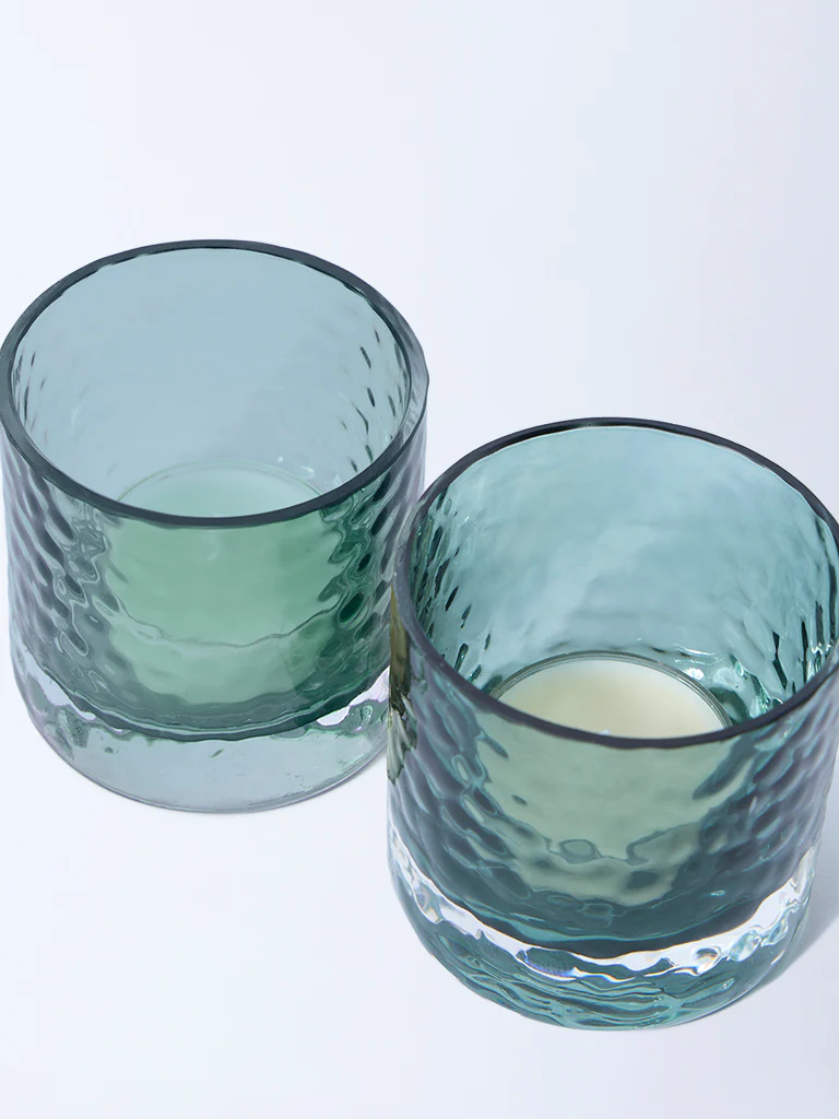 Westside Home Teal Glass Votive Tealight Candle Holder (Set of 2) - Festive Season Gift - Image 3