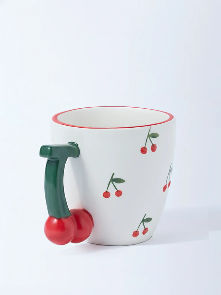 Westside Home White and Red Cherry Mug