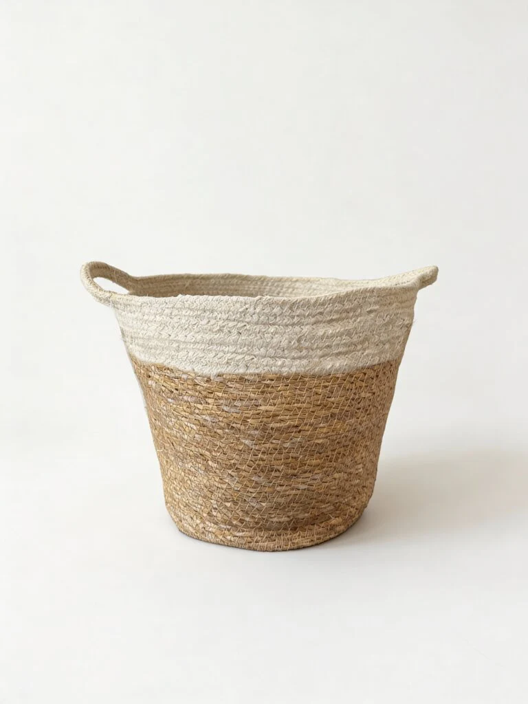 Westside Home White Basket with Handle
