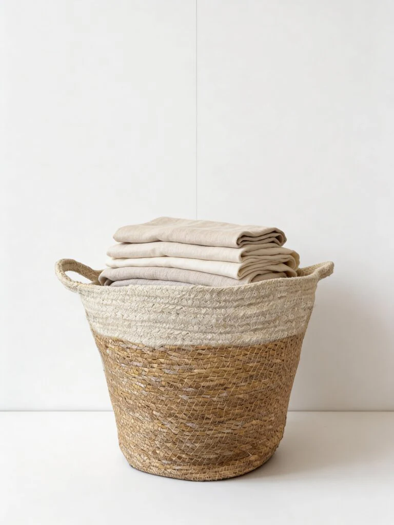 Westside Home White Basket with Handle - Image 2