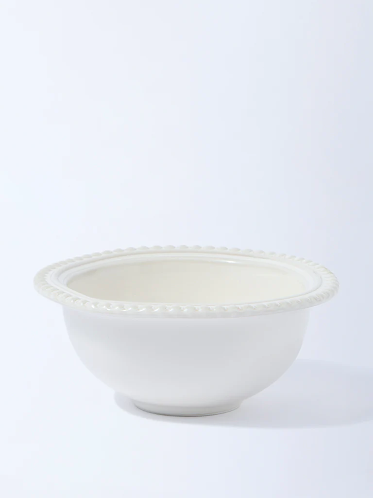 Westside Home White Beaded Bowl - Image 2