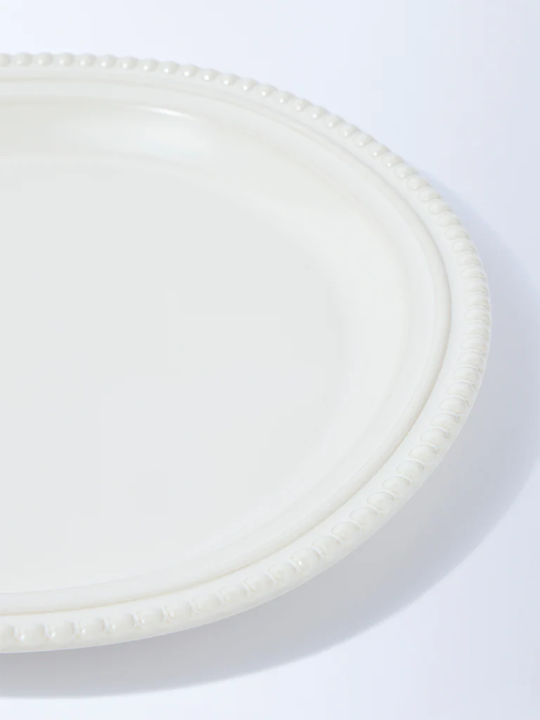 Westside Home White Beaded Dinner Plate - Image 3