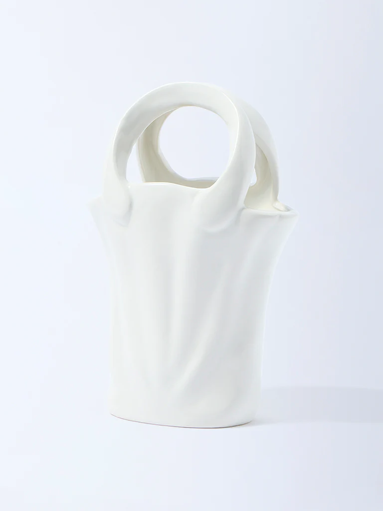 Westside Home White Ceramic Bucket Vase