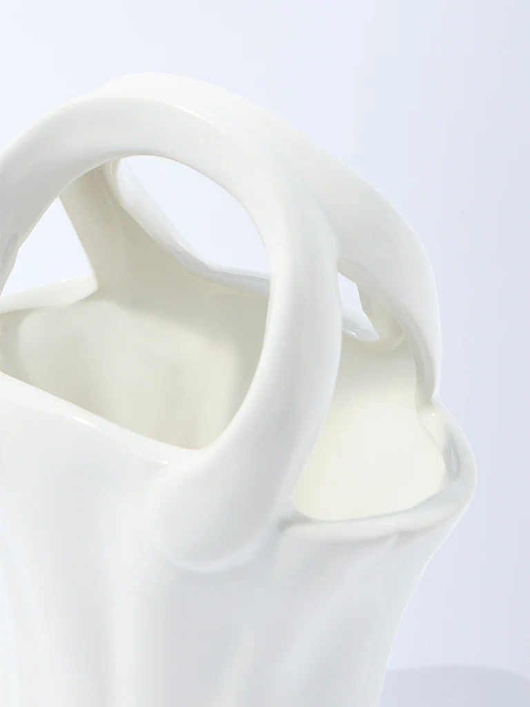 Westside Home White Ceramic Bucket Vase - Image 3