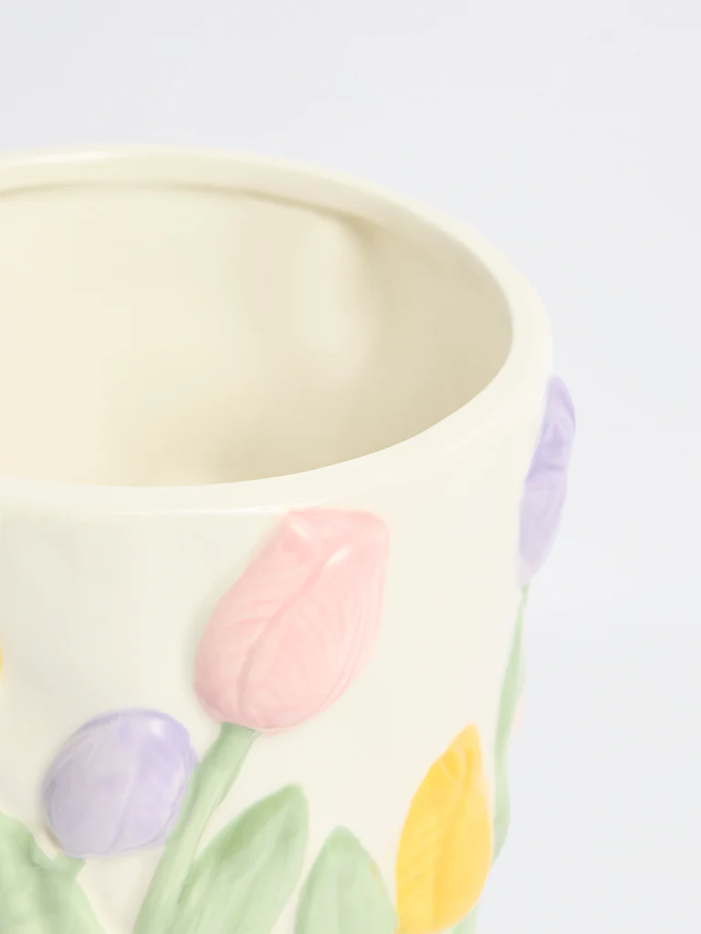 Westside Home White Ceramic Flower Pot - Image 3