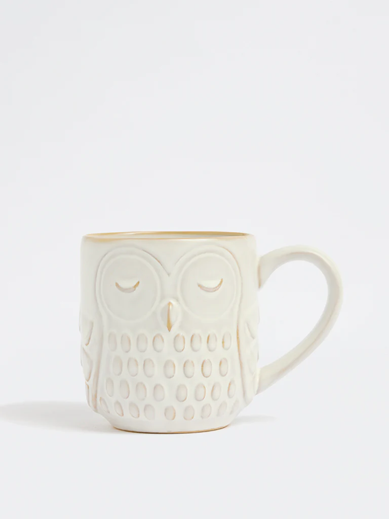 Westside Home White Embossed Owl Mug