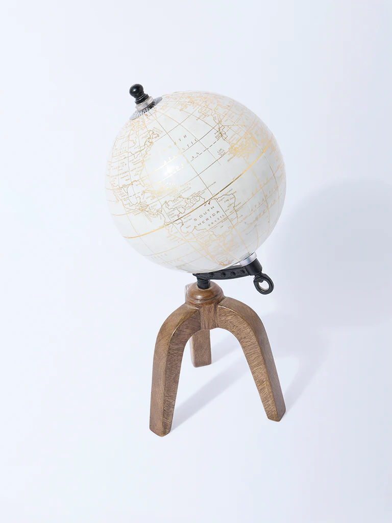 Westside Home White Globe on Tripod Decorative Object - Image 2