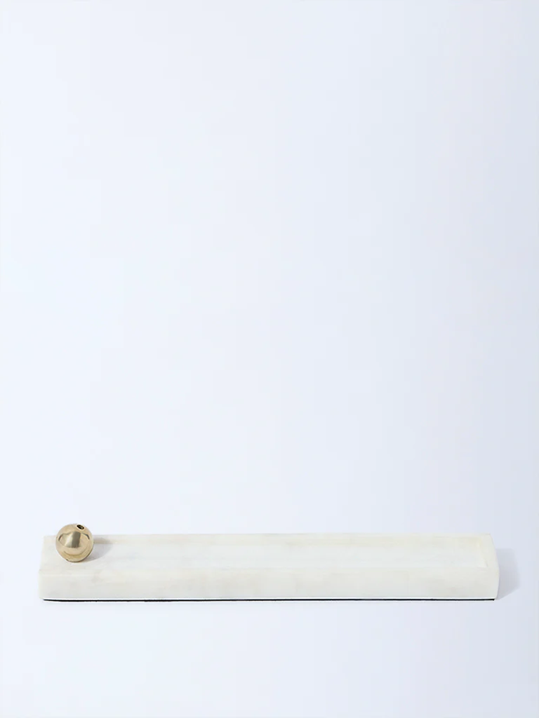 Westside Home White Marble Incense Holder - Image 2