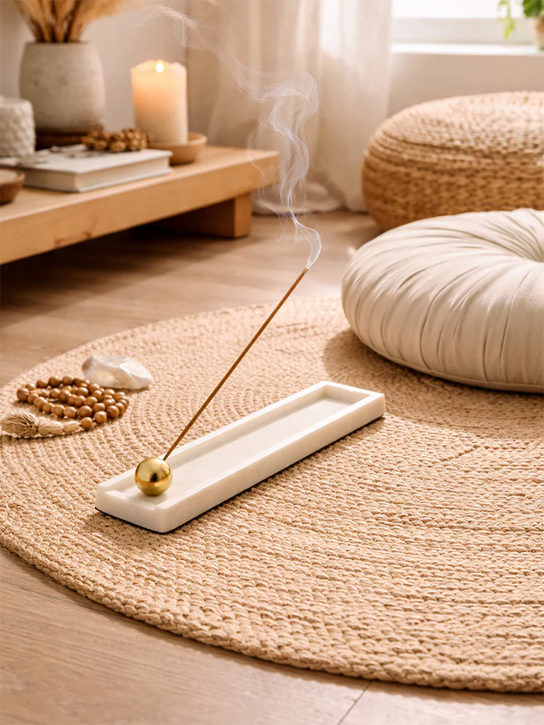 Westside Home White Marble Incense Holder