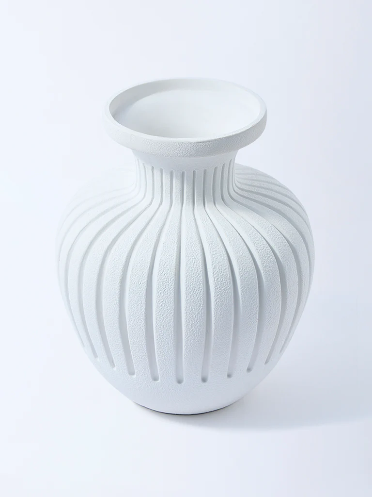 Westside Home White Marble Mix Groove Vase