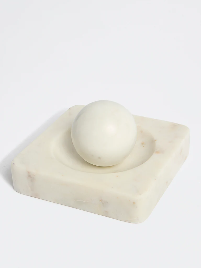 Westside Home White Marble Mortar and Pestle - Image 2