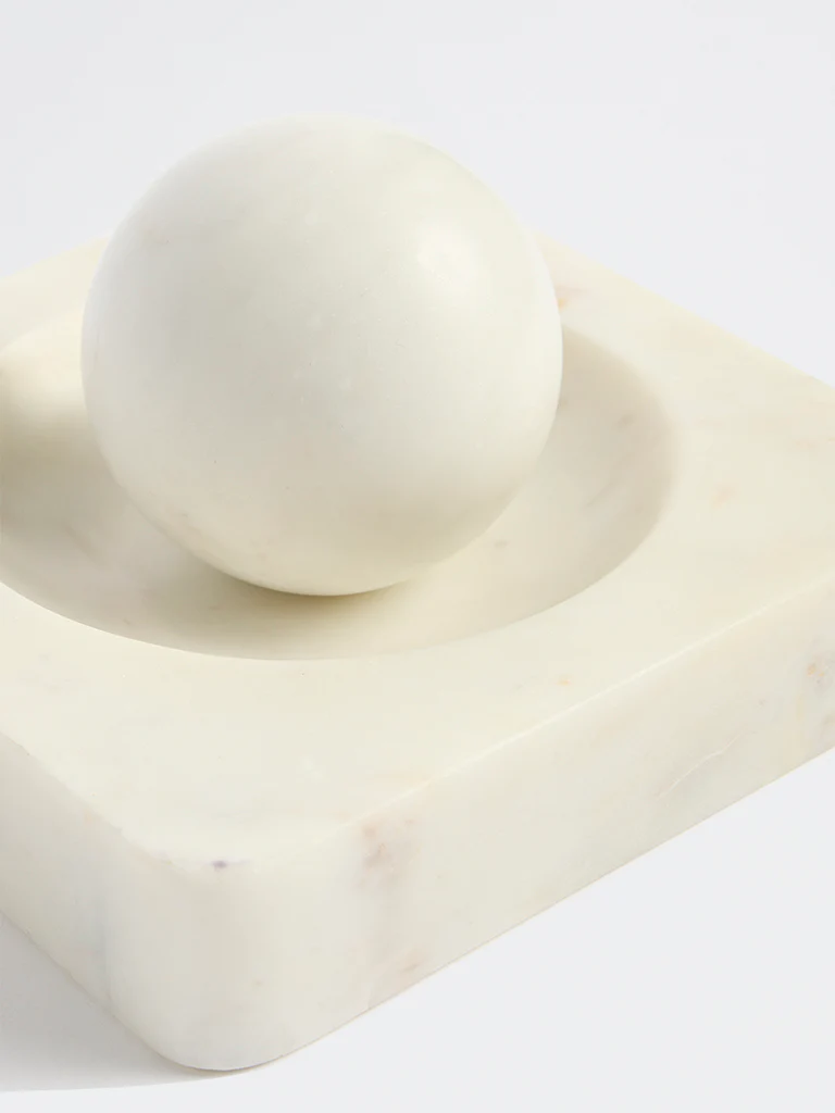 Westside Home White Marble Mortar and Pestle - Image 3