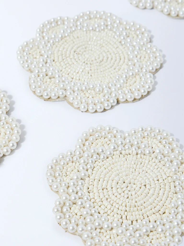 Westside Home White Pearlescent Coasters (Set of 4) - Image 3