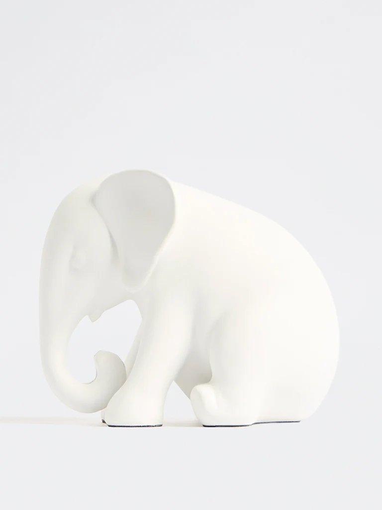 Westside Home White Sitting Elephant Decorative Object - Image 2
