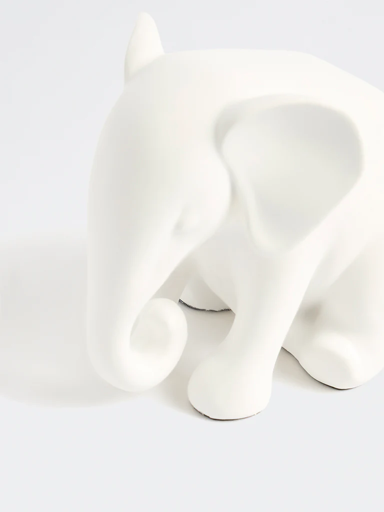 Westside Home White Sitting Elephant Decorative Object - Image 4