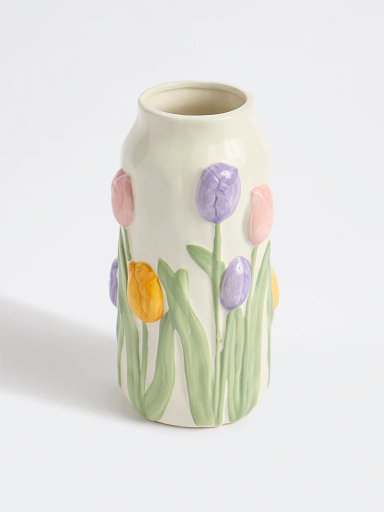 Westside Home White Tulip Vase - Image 2