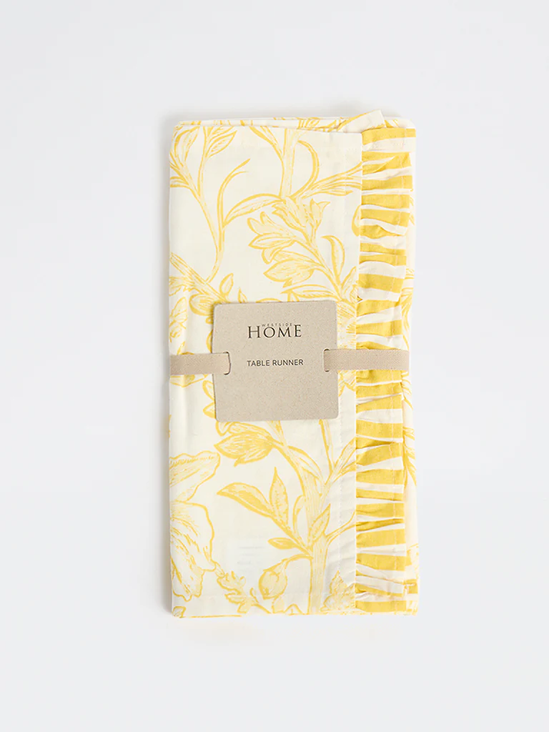 Westside Home Yellow Botanical Design Table Runner
