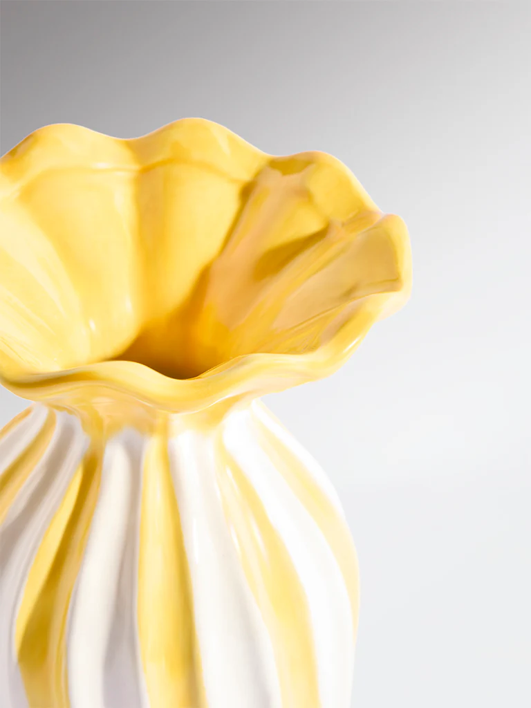 Westside Home Yellow Ceramic Frill Vase - Small - Image 3