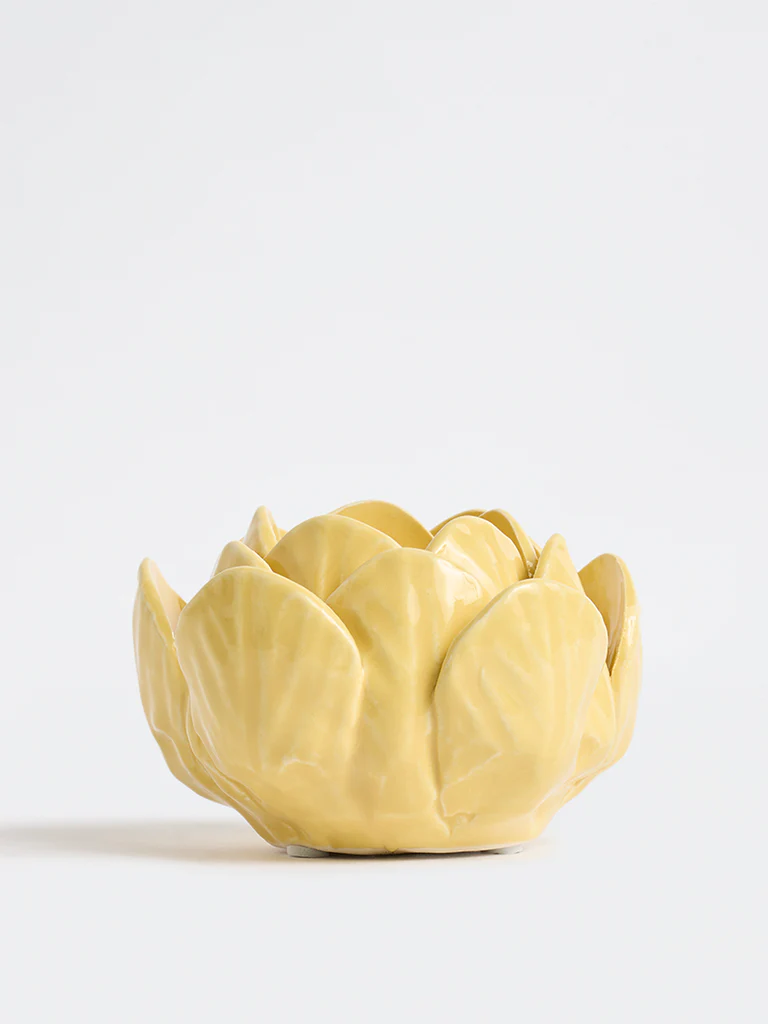 Westside Home Yellow Floral Ceramic Tealight Holder - Image 3
