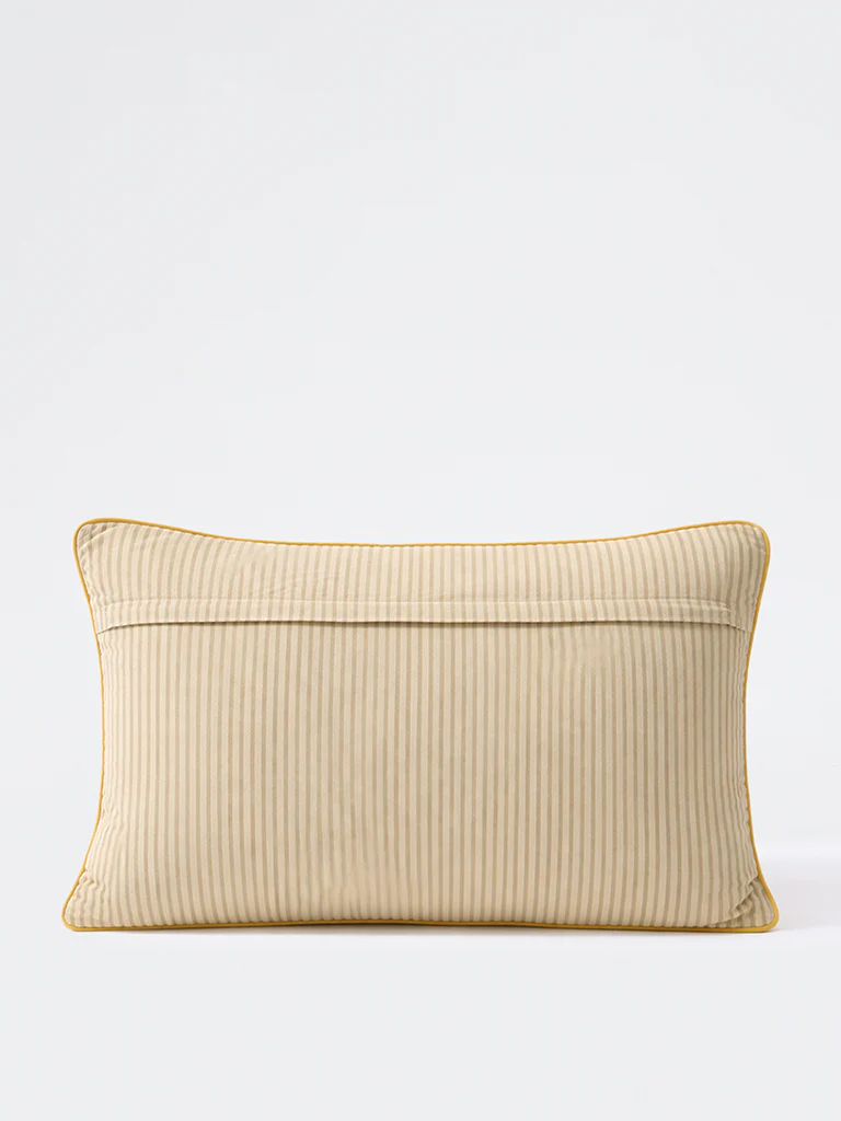 Westside Home Yellow Floral Embroidered Detailed Cushion Cover - Image 2