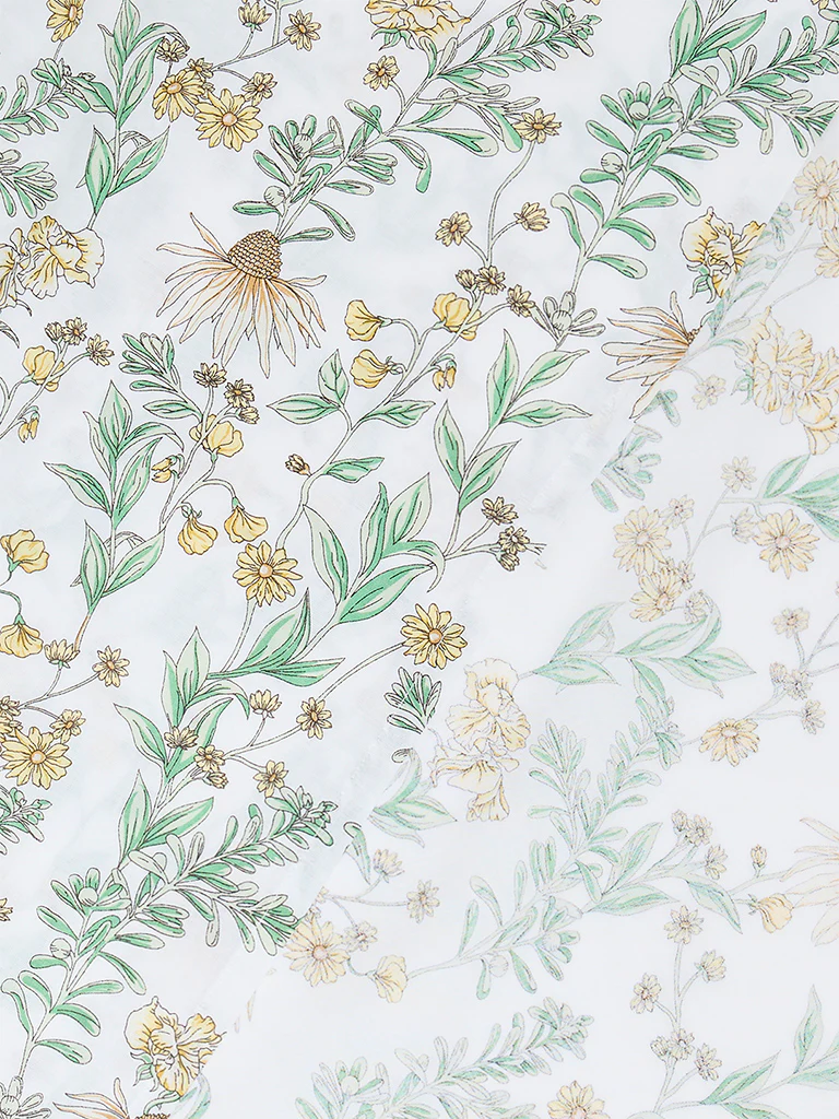 Westside Home Yellow Floral Pattern King Bed Sheet Set - Image 3