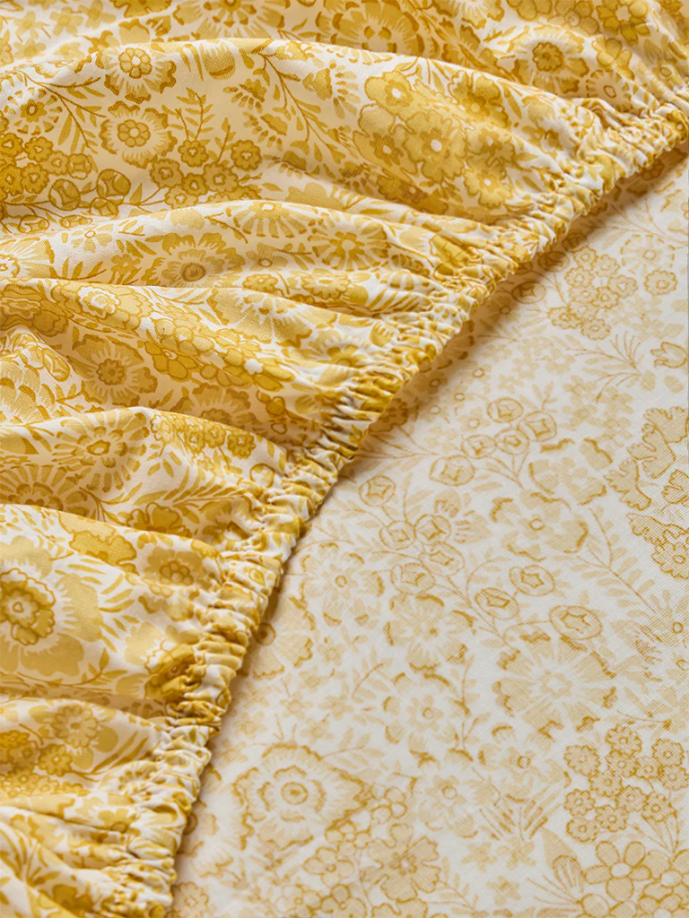 Westside Home Yellow Floral Pattern Queen Bed Sheet Set - Image 3