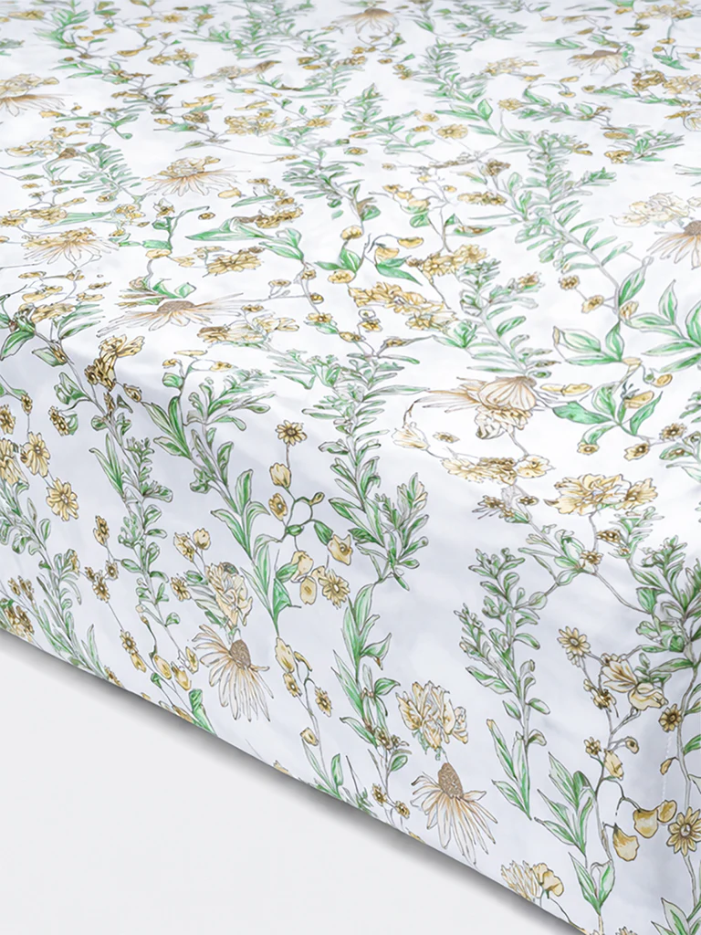 Westside Home Yellow Floral Pattern Queen Bed Sheet Set - Image 2