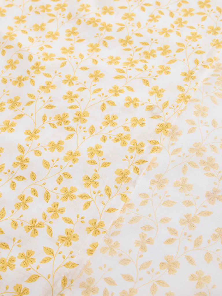 Westside Home Yellow Floral Printed King Bed Sheet Set - Image 3