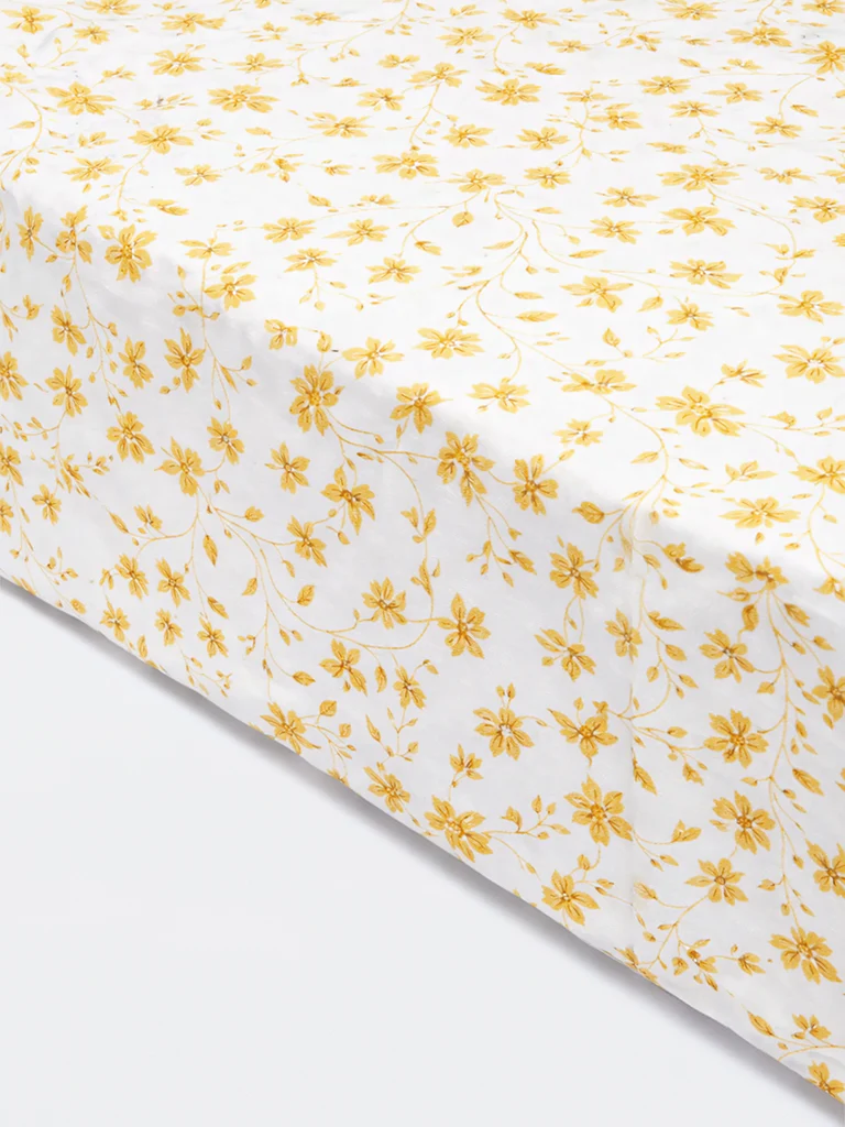 Westside Home Yellow Floral Printed Reversible Single Bed Comforter - Image 2