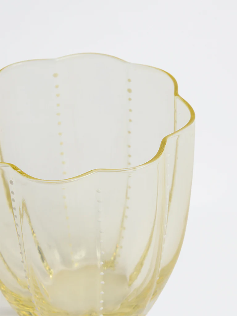Westside Home Yellow Flower Dotted Water Glass - Image 3