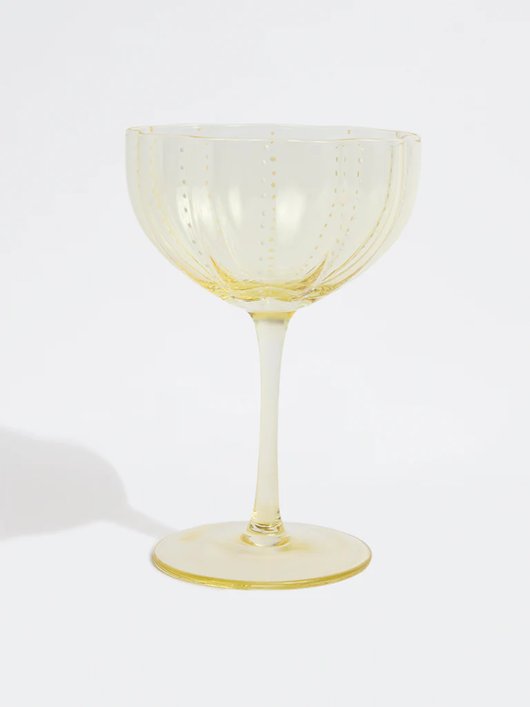 Westside Home Yellow Flower Dotted Wine Glass