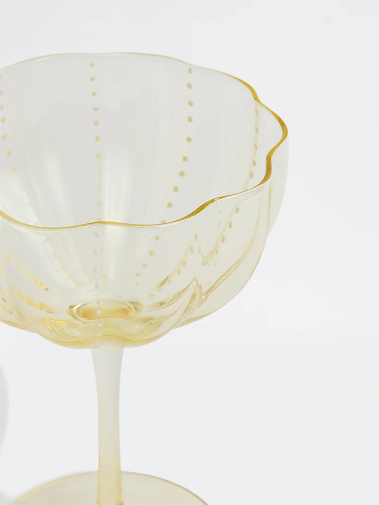 Westside Home Yellow Flower Dotted Wine Glass - Image 3
