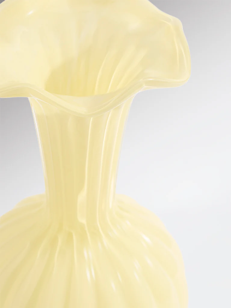 Westside Home Yellow Frill Glass Vase - Image 3