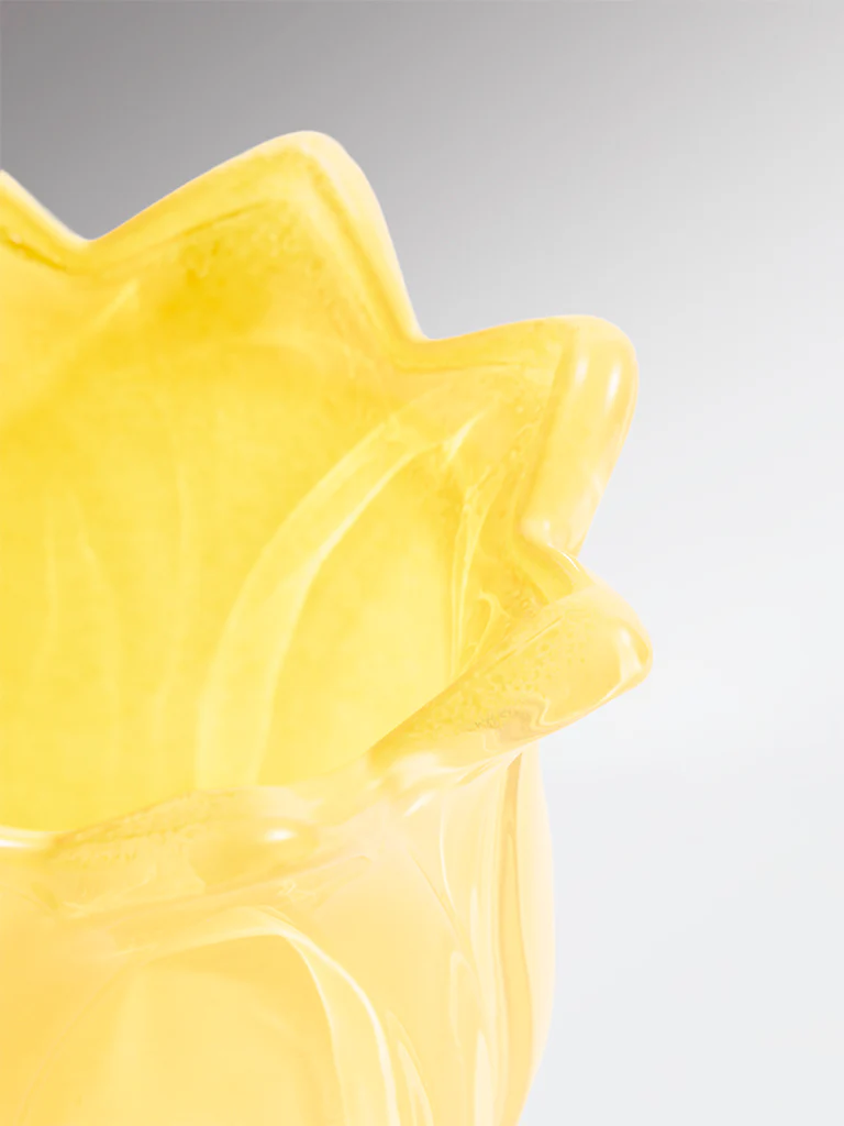Westside Home Yellow Glass Lotus Tealight Candle Holder - Image 3