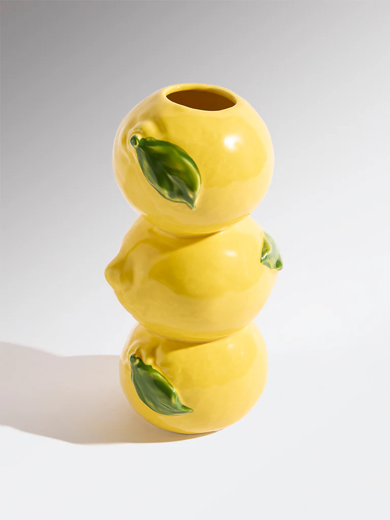 Westside Home Yellow Lemon-Shaped Ceramic Vase