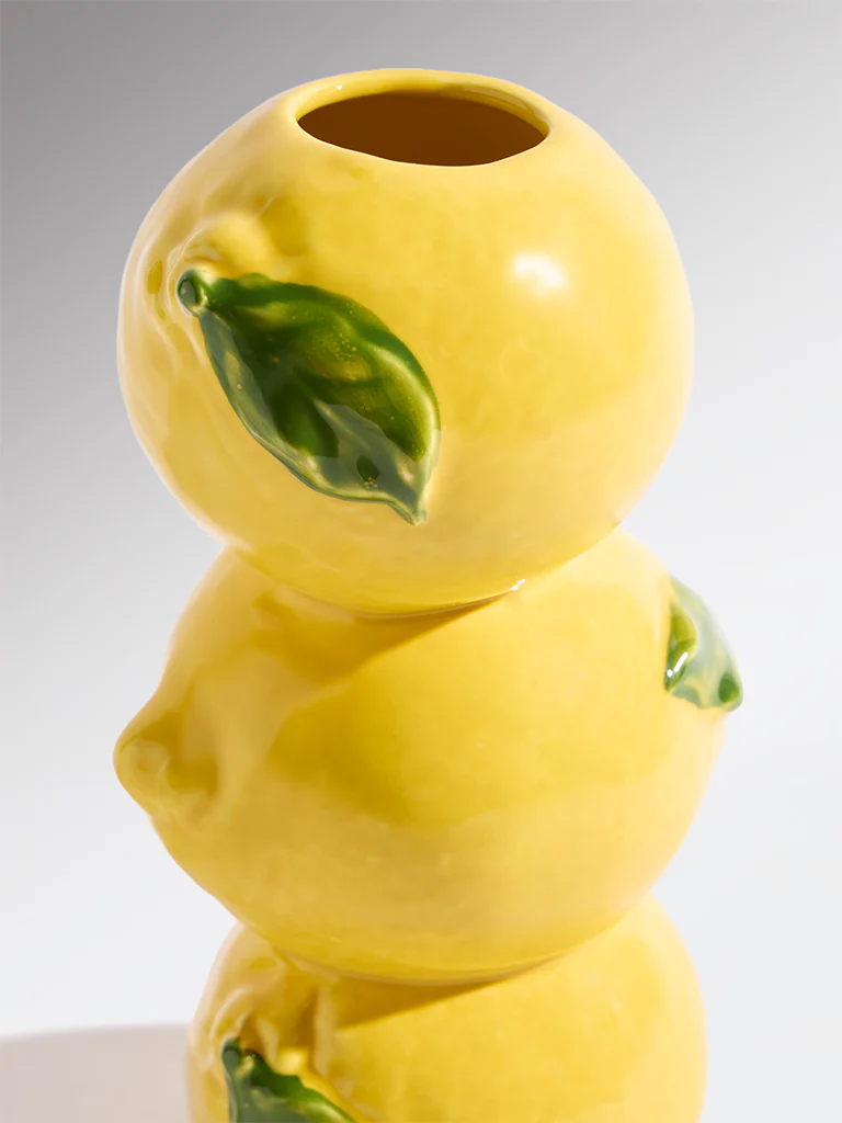 Westside Home Yellow Lemon-Shaped Ceramic Vase - Image 3