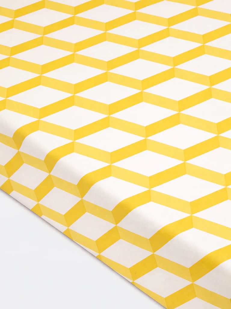 Westside Home Yellow Rhombus Printed Queen Bed Sheet Set - Image 2