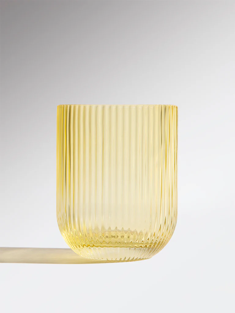 Westside Home Yellow Ribbed-Textured Water Glass - Image 2