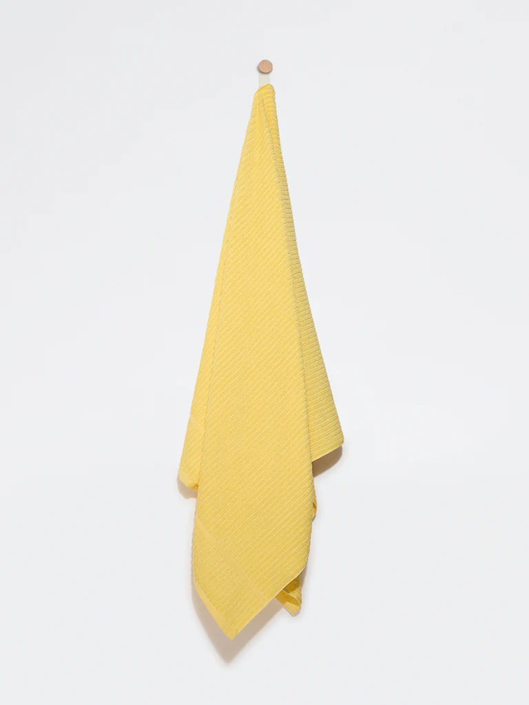 Westside Home Yellow Self-Striped Bath Towel
