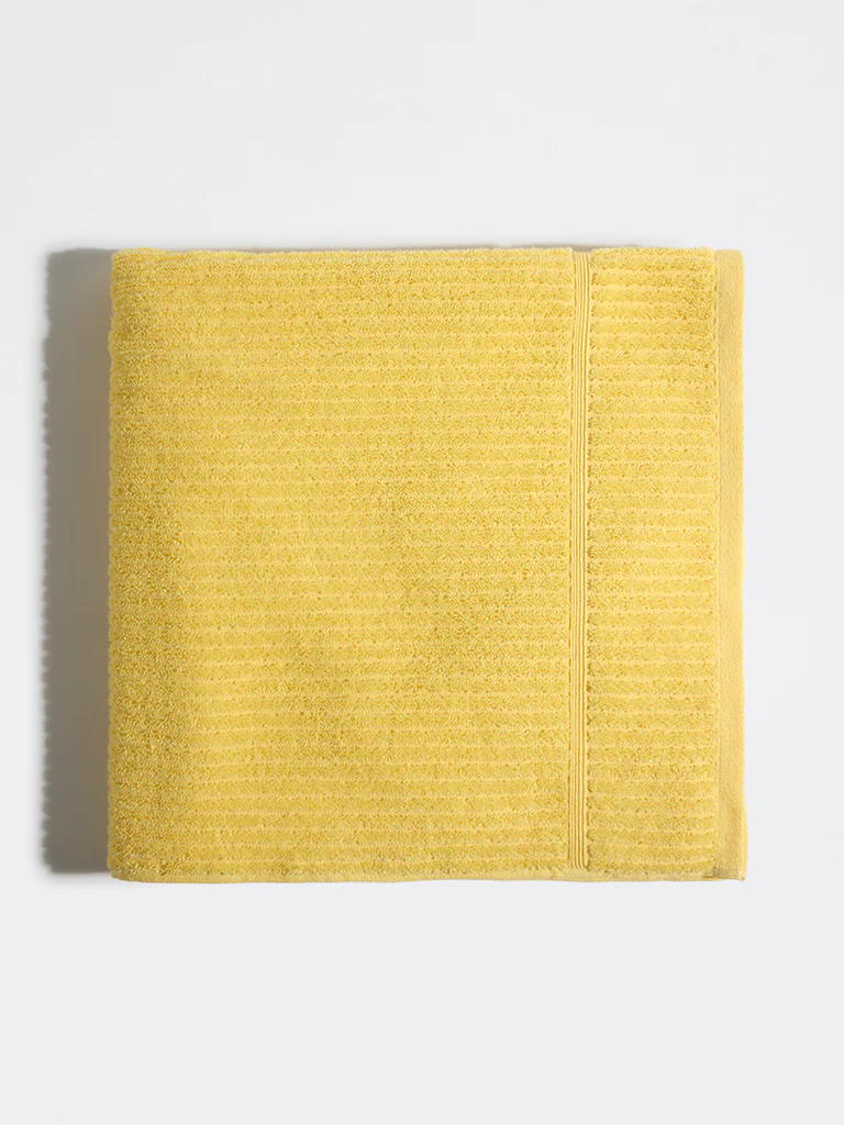 Westside Home Yellow Self-Striped Bath Towel - Image 2