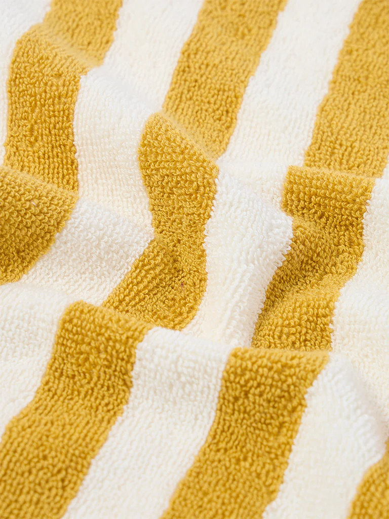 Westside Home Yellow Stripe Pattern Face Towel (Set of 2) - Image 3
