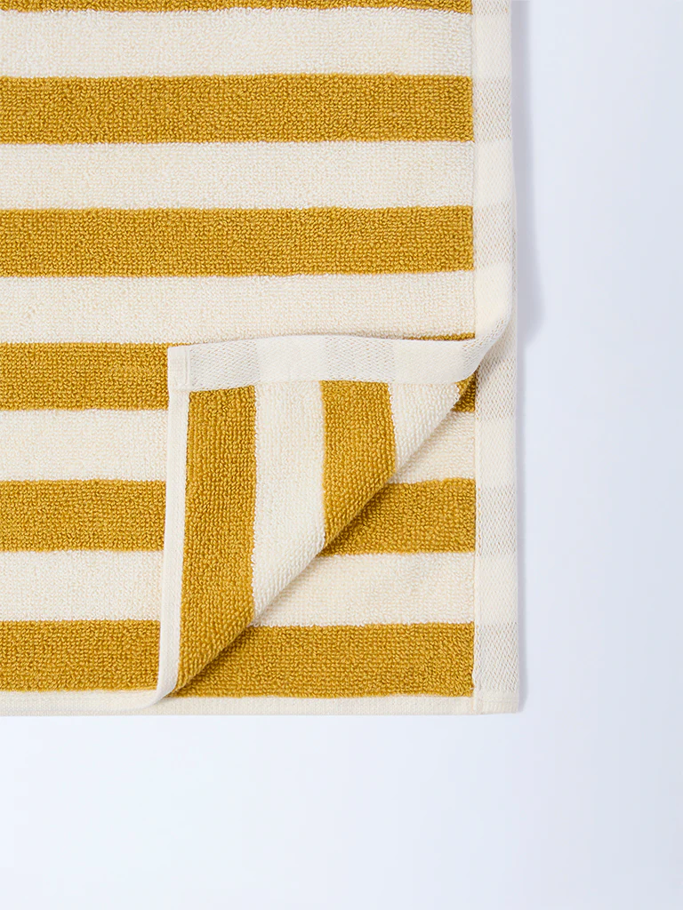 Westside Home Yellow Stripe Pattern Hand Towel - Image 3