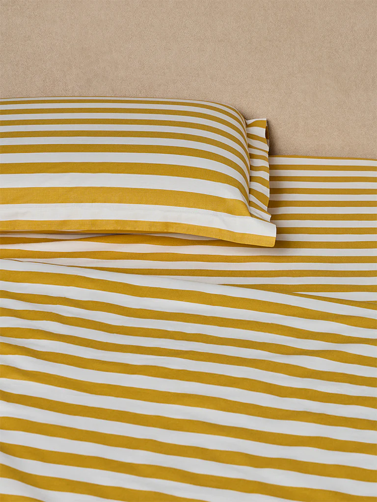 Westside Home Yellow Striped King Bed Sheet Set