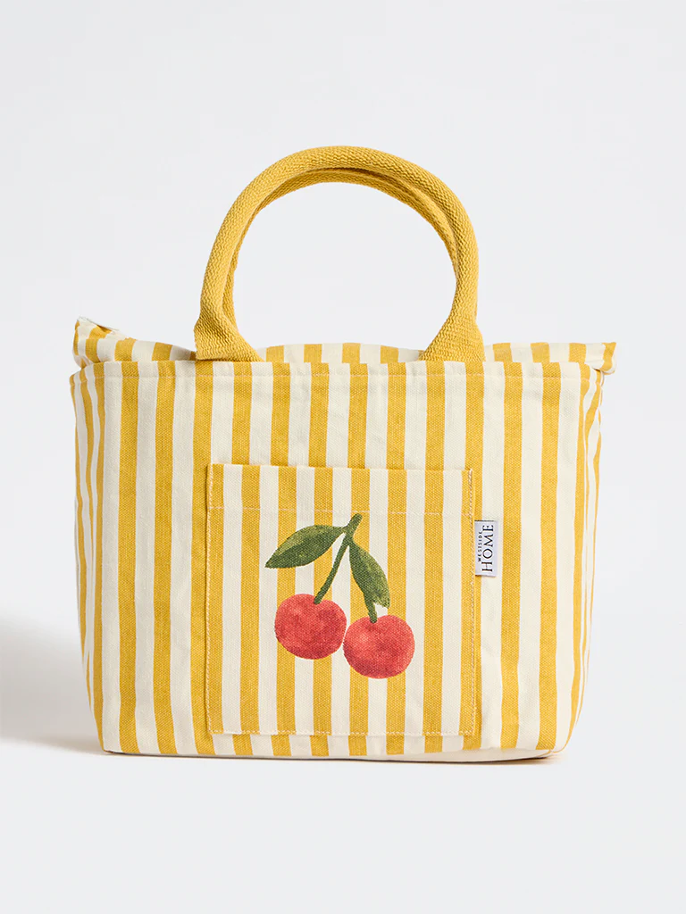 Westside Home Yellow Striped Lunch Bag