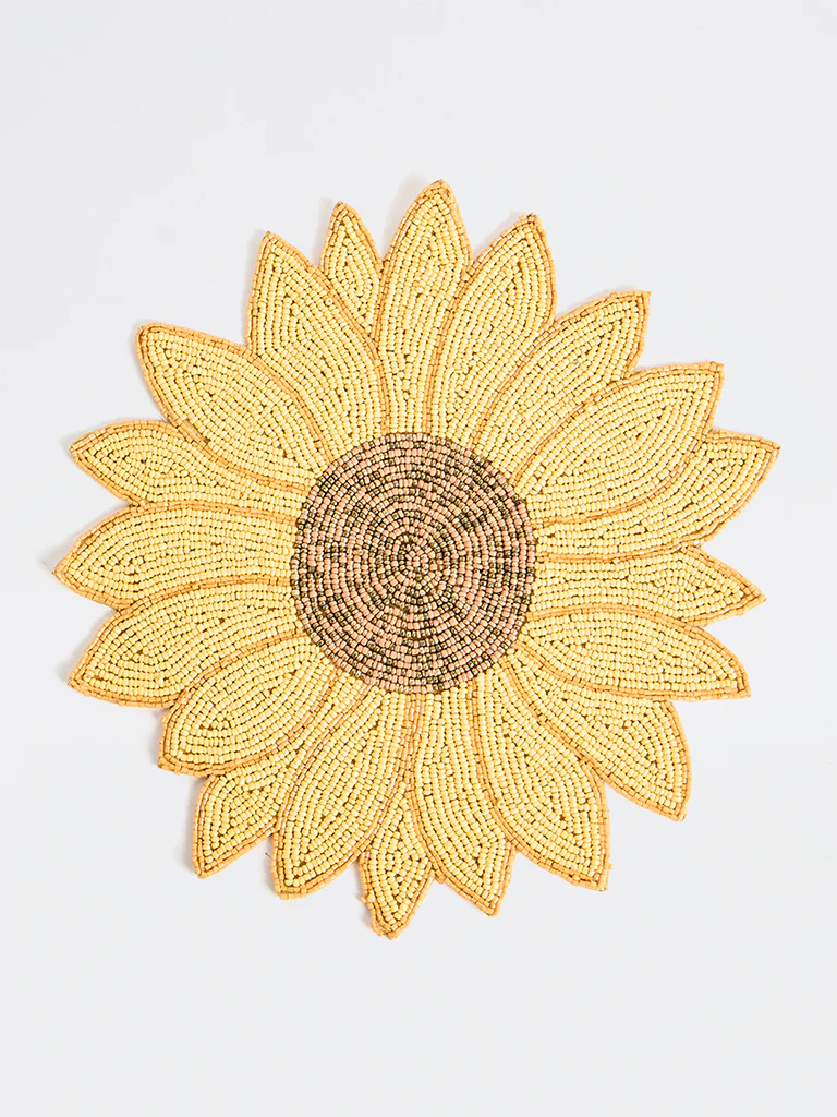 Westside Home Yellow Sunflower Beaded Placemat