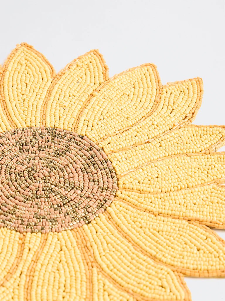 Westside Home Yellow Sunflower Beaded Placemat - Image 3