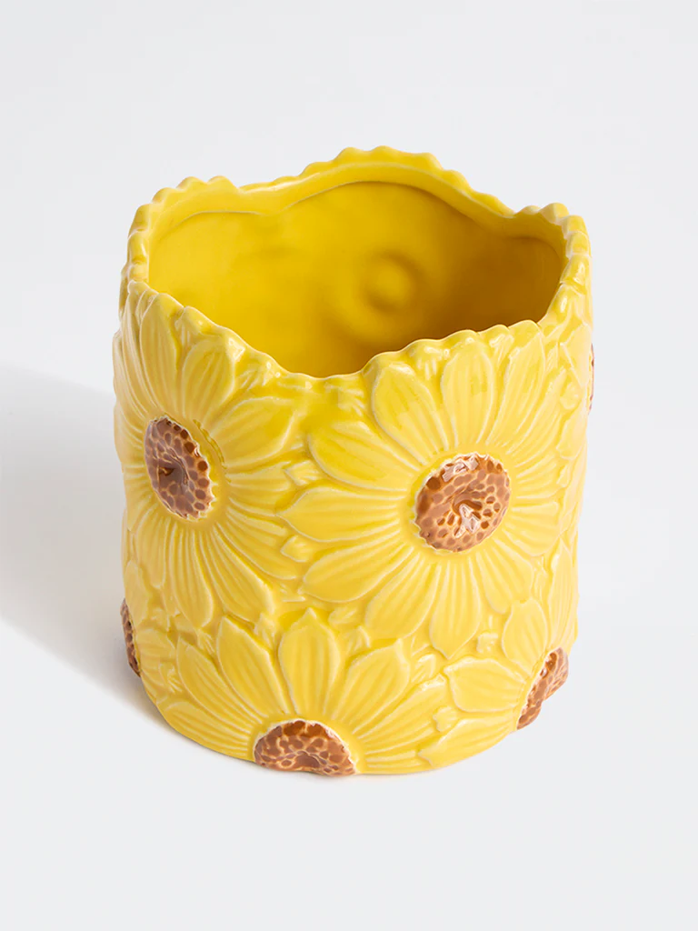 Westside Home Yellow Sunflower Design Pot - Image 2