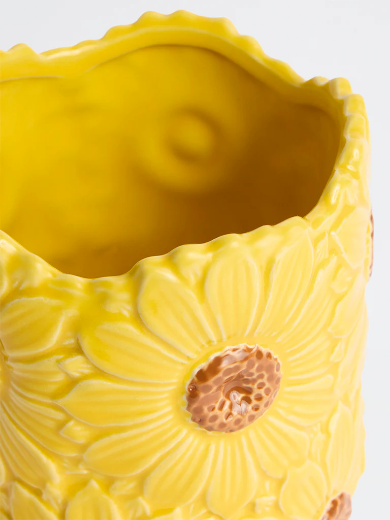 Westside Home Yellow Sunflower Design Pot - Image 3